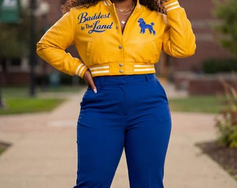Pretty Poodle Cropped Varsity Jacket