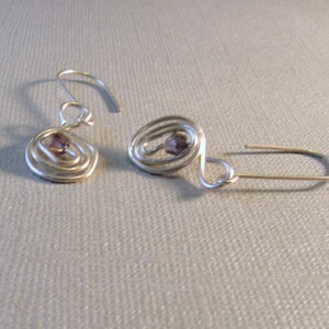 Silver Coil and Crystal Earrings