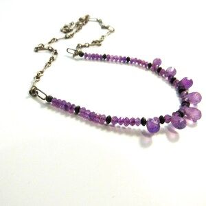 Amethyst Teardrops on Sterling Chain Necklace