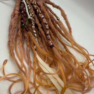 Peach Sunset Dreads – Double-Ended Pastel Peach and Gold with Loose Ends