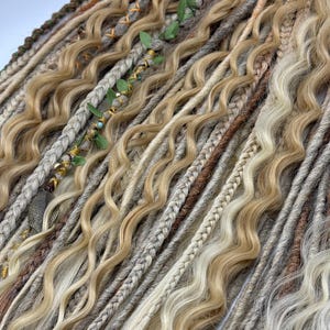 Forest Amber | Boho Dreads with Braids and Waves | Earthy Blonde Mix – Ready to Ship
