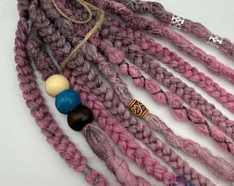 Pink Boho Mini SE Dread and Braids Set with Charms – Fairy Dread Extensions