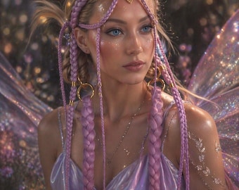 Braided Headband with Clip-In Braids, Fairy Pink Hair Accessory, Removable Braids, Boho Fantasy Headpiece