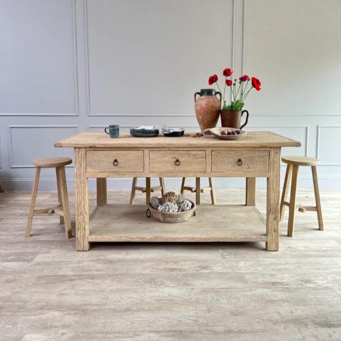 Reclaimed Elm Wood Kitchen Island ,Rustic Farmhouse Worktable with 3 Drawers ,Entryway Storage Cabinet ,Farmhouse Console ,Rustic Hall Table