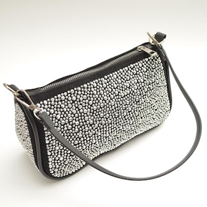Sparkly Bag With Rhinestones Silver Sparkle Shoulder Bag Shiny Evening Clutch for Women Bag Night Out Baget Bag Wedding Party Gift For Her