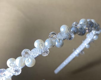 Diadema nupcial con perlas de cristal: elegante diadema de boda con diamantes de imitación