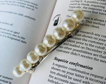 Pinza para el cabello con perla, elegante y elegante accesorio para mujer, elegante pasador para el cabello con perla, bonito accesorio para el cabello, perfecto para bodas, fiestas, glamour diario.