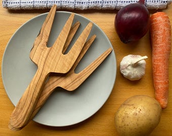 Juego de cubiertos para ensalada de madera de olivo: decoración rústica para la cocina