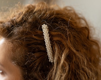 Pinza para el cabello con perlas y pequeños granos, accesorio para mujer, elegante pasador para el cabello con perlas, bonito accesorio para el cabello, perfecto para bodas, fiestas, glamour diario.