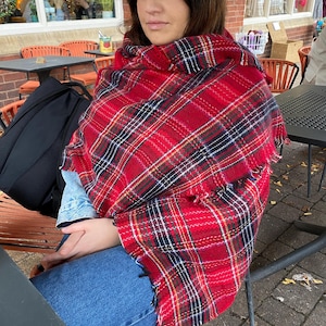 Shawl Red Christmas Check for Women Soft Elegant Fluffy Wrap Perfect Gift For Christmas Gift Colleague Gift For Her Gift For Him Xmas Wrap