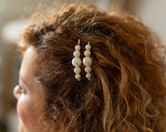 Juego de pasadores de perlas para el cabello: elegante accesorio dorado para el cabello