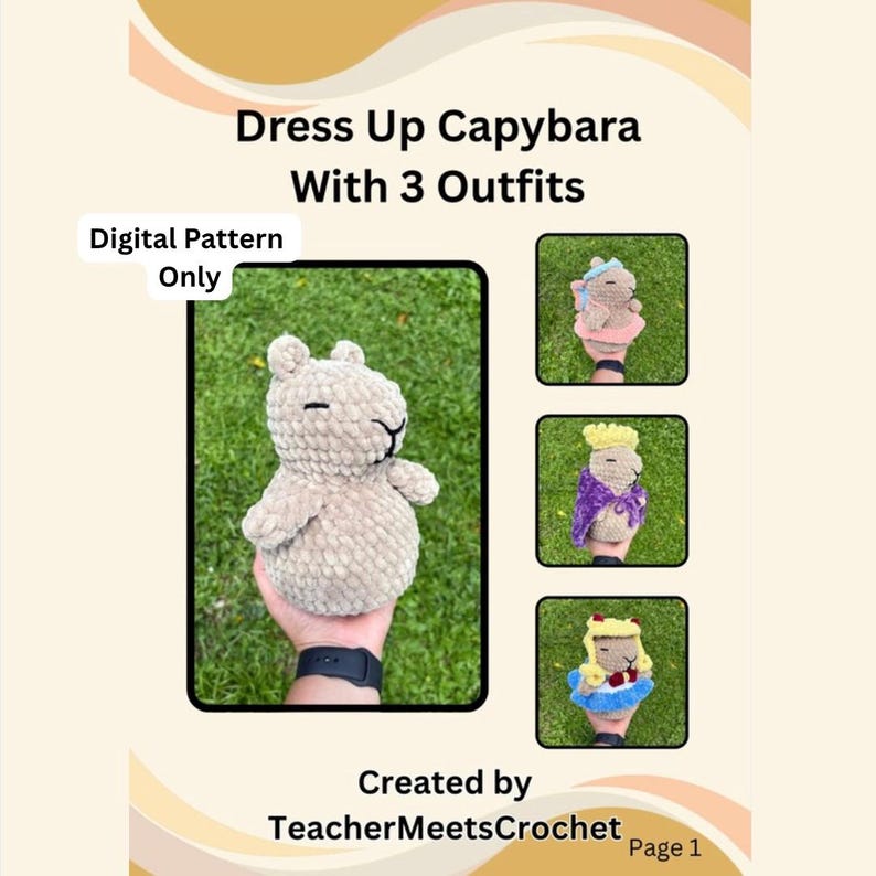 Dress up Capybara With 3 Outfits Crochet Pattern - Etsy