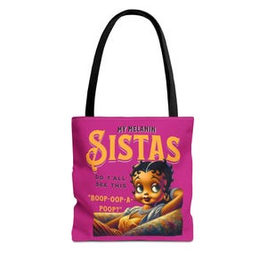 Black Betty Boop Tote Bag, 92 Percent Women Tote, Cute Betty Boop Gift, Pink Betty Boop Tote Bag, Humorous Betty Boop Bag, Black Betty Boop
