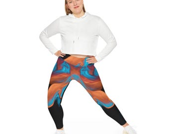Plus Size Yoga Leggings: Vibrant Abstract Print, 2XL-6XL