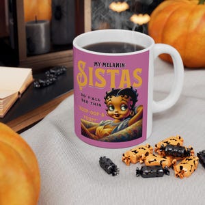 Black Betty Boop Ceramic Mug, (11oz, 15oz), Melanin Betty Boop Humorous Mug, 92 Percent Black Women Mugs, Betty Boop Merchandise, Sisterhood