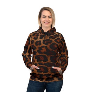 Wild Leopard Print Athletic Hoodie - Trendy Street Style Hoodie, Leopard Print Pullover Hoodie, Unisex Unique Gift Idea, Animal Print Top