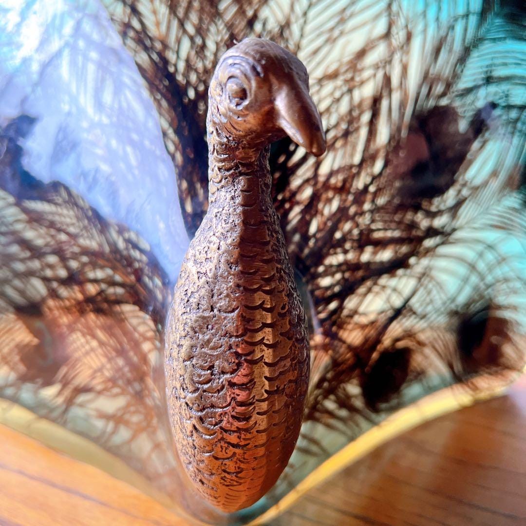Rare Riccardo Marzi 1980s Peacock Table Lamp - Glass Feather 