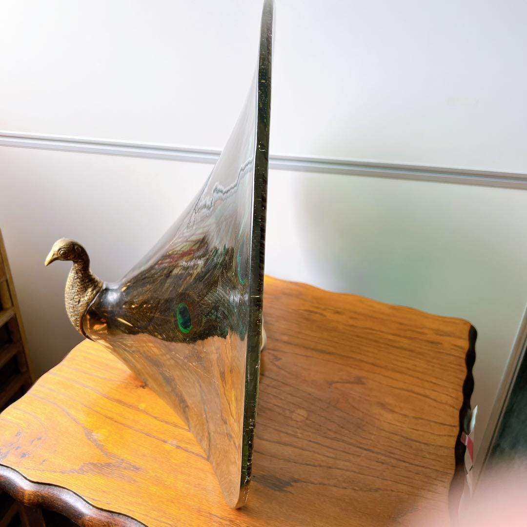 Rare Riccardo Marzi 1980s Peacock Table Lamp - Glass Feather 