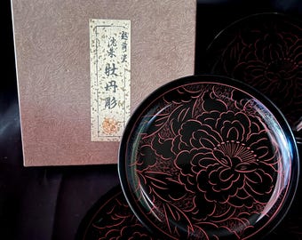 ヴィンテージ韓国漆パネル：螺鈿細工、鳥と花 - Etsy 日本