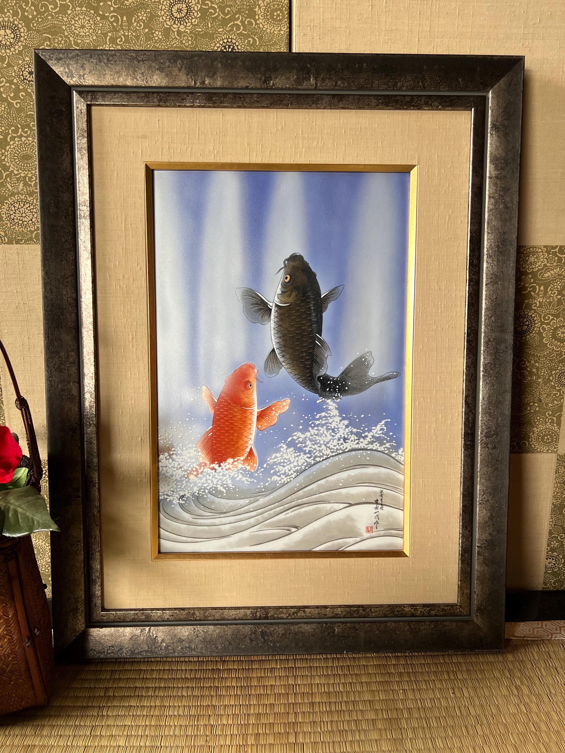 中国 香港 マカオ 鯉 骨董品 オブジェ 縁起物 インテリア 20×17cm