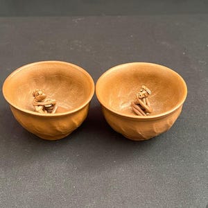 Banko Ware Kappa Yunomi Set Handmade Tea Cups Tajima Katsuzo Pottery Couple Cups Japanese Rustic Ceramic