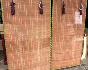 Vintage Japanese Sudare Bamboo Blinds Set of 2 Silk Style Interior Screen Traditional Room Divider Antique Japan Decor