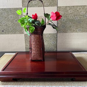 Large Wooden Display Stand - Vintage Kodo Incense Burner Stand, Bonsai Platform, Japanese Flower Vase Base, Multi-Purpose Table
