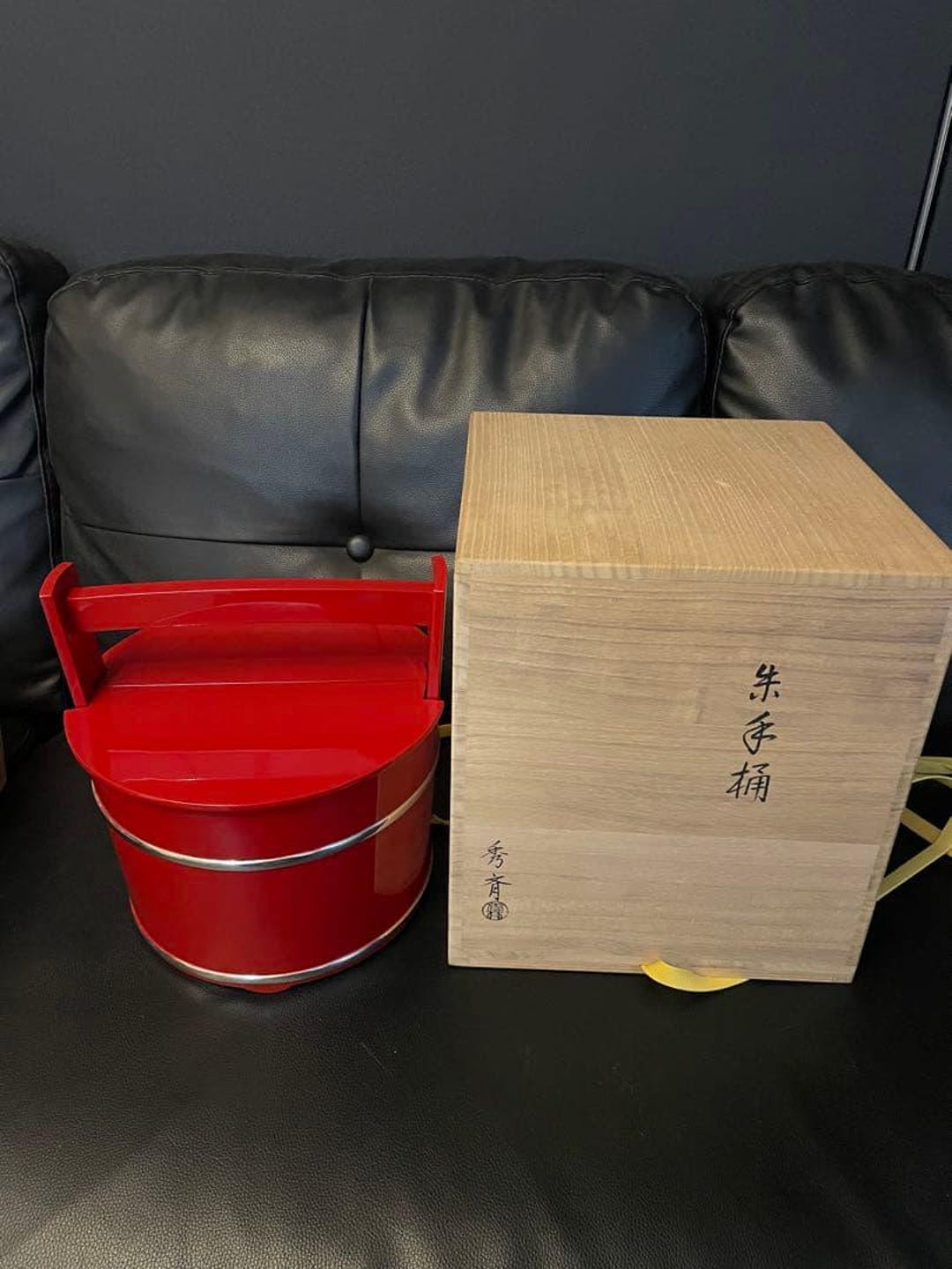 Unused Japanese Lacquer Tea Ceremony Bucket by Nakaya Shusai – Red ...