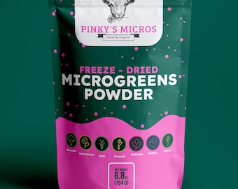 Pinky’s Micros Freeze-Dried Microgreens Powder – Superfood Greens Blend with Celery, Kale, Broccoli, Wheatgrass & More