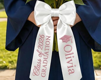 Faixa de formatura personalizada com nome bordado da turma de 2026, faixa de formatura personalizada, faixa com monograma, presente exclusivo para ela.