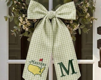Guirnalda de golf bordada personalizada, decoración de puerta inspirada en el Masters, guirnalda con monograma personalizado, guirnalda de golf Master, guirnalda de golf