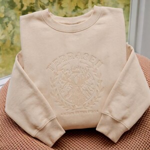 Terrasen Tone on Tone Embroidered Sweatshirt, TOG Sweatshirt, Fireheart Shirt, Fantasy Reader Gift, Throne of Glass Shirt, Book Lovers Shirt Sand
