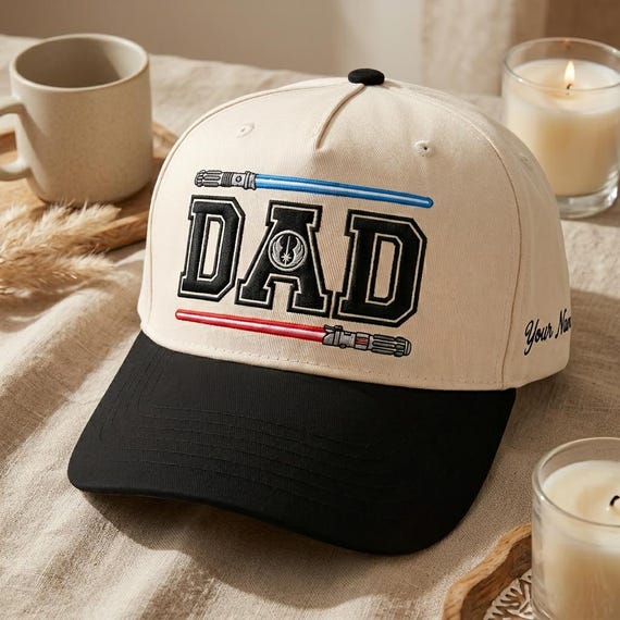 Custom Lightsaber Dad Embroidered Hat, Star Wars Dad Baseball Cap, Cool Dad Trucker Hat, Magic Kingdom Disney Dad Cap, Father's Day Gifts
