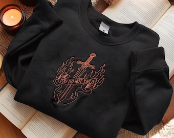 You do Not Yield Embroidered Shirt, Throne of Glass Shirt, Sarah J Maas Merch, Fireheart Shirt, TOG Merch, Aelin Galathynius, SJM Sweatshirt