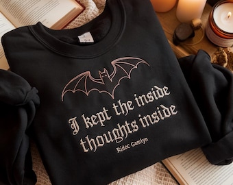 I Kept The Inside Thoughts Inside Embroidered Sweatshirt, Quest Squad Shirt, Fourth Wing Shirt, Dragon Rider Sweatshirt, Book Lover Sweater