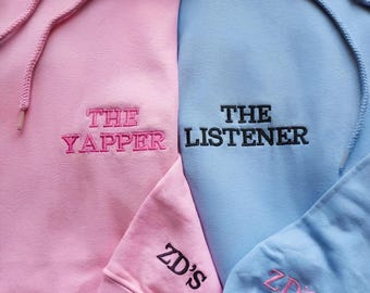Listener and Yapper Embroidered Sweatshirt, Professional Yapper Sweatshirt, Couple Sweatshirt, Gift For Boyfriend, Couple Gift