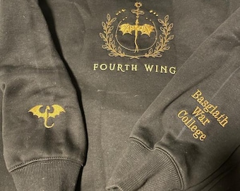 Sudadera con bordado de Fourth Wing, sudadera de Basgiath War College, Rebecca Yoros, Dragon Rider, camiseta de Bookish, camiseta bordada de Basgiath