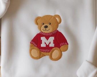 Custom College Teddy Bear Embroidered Sweatshirt, University of