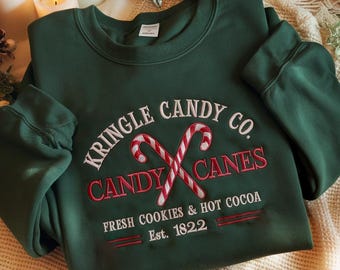Kringle Candy Co Embroidered Sweatshirt, Vintage Holiday Sweatshirt, Christmas Gift Ideas, Family Christmas Sweatshirt, Christmas Sweatshirt