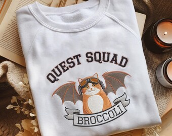 Quest Squad Broccoli Embroidered Sweatshirt, Onyx Storm Shirt, Fourth Wing, Xaden Riorson, Dragon Rider, Fourth Wing Shirt, Fantasy Bookish