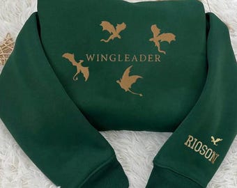 Sudadera Wingleader bordada, sudadera Fourth Wing, sudadera Basgiath War College, camiseta Dragon Rider, regalos para amantes de los libros