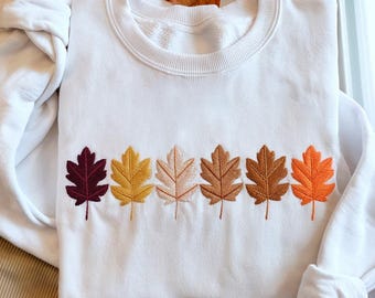 Fall Leaves Embroidered Sweatshirt, Cozy Season Sweatshirt, Autumn Sweatshirt, Fall Vibes, Fall Sweatshirt, Cozy Autumn Aesthetic Crewneck