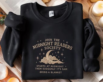 Late Night Readers Book Club besticktes Sweatshirt, Lese Shirt für Nachtschwärmer, Bookstagram Booktok Merch, literarische Leseratte