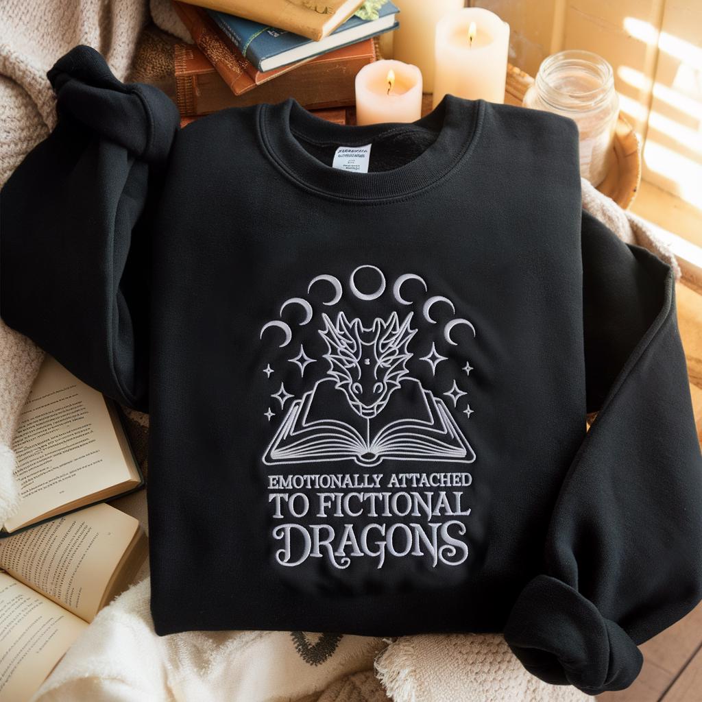 架空のドラゴンに感情移入した刺繍入りスウェットシャツ、第4翼の
