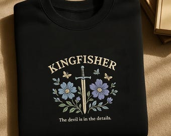 Quicksilver Kingfisher Embroidered Sweatshirt, Fantasy Bookish Shirt, Quicksilver Callie Hart Shirt, Saeris Fane Kingfisher Inspired Shirts