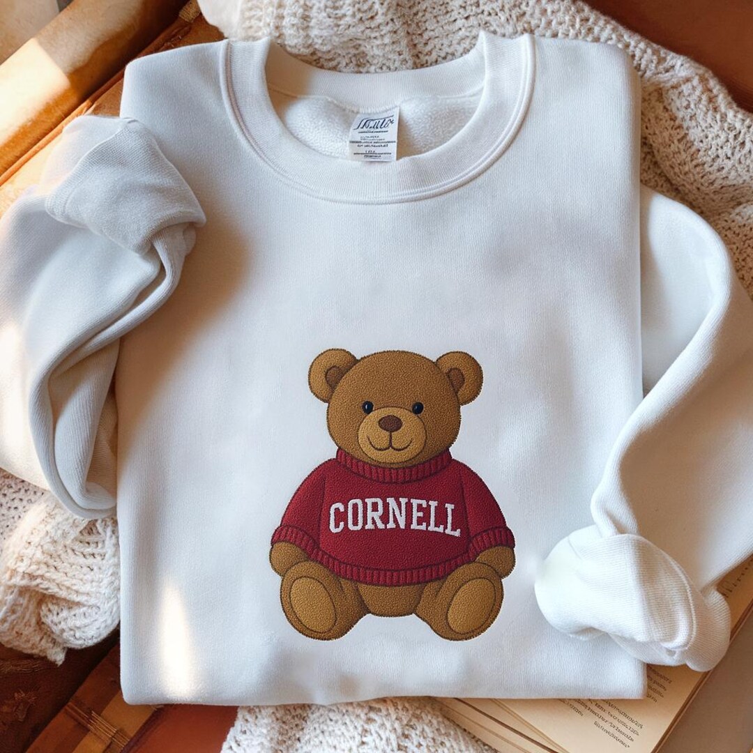 Custom Embroidered College Teddy Bear Sweatshirt, Personalized