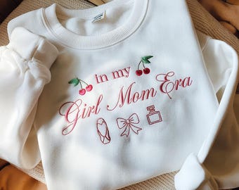 Sudadera bordada "In My Girl Mom Era", sudadera "Coquette Girl Mom", camiseta "Girl Mama" con lazo, camiseta "New Mom", camiseta "Momma Girl Mama"