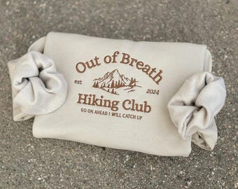 Bluza z haftem „Out of Breath Hiking Club”, bluza do wędrówek, bluza do wspinaczki górskiej, prezent dla obozowicza, bluza dla wędrowca