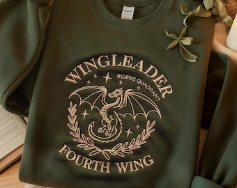 Sudadera bordada de la Escuela de Guerra Basgiath del Cuadrante de Jinetes, sudadera del Cuarta Ala, camiseta del Jinete de Dragón, suéter para amantes de los libros de dragones de fantasía