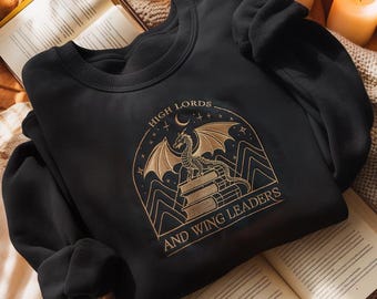 Bluza z haftem High Lord and Wing Leader, sweter Fantasy Book Dragon, koszula Basgiath War College, koszula Bookish, prezenty dla czytelników